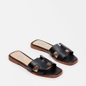 Hayden black leather steve madden sandles